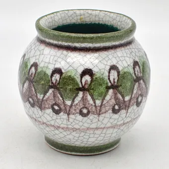 Vase design Födinger Keramik Gmunden, céramique, peinte à la main par "M", Autriche, vers 1970.
