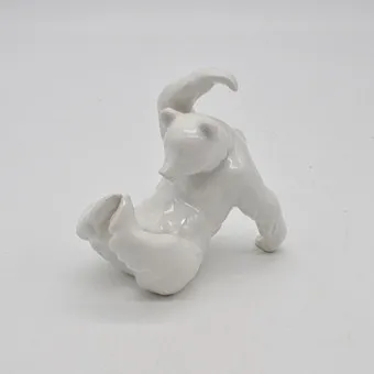 KPM PORCELAIN FIGURE, PLAYING BEAR, CONTEMPORARY, WHITE.