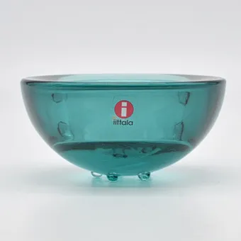 ANNALEENA HAKATIE. IITTALA, BALLO, PHOTOPHORE BLEU ET TRANSPARENT, LABEL STUDIO, FINLANDE, VERS 1990.