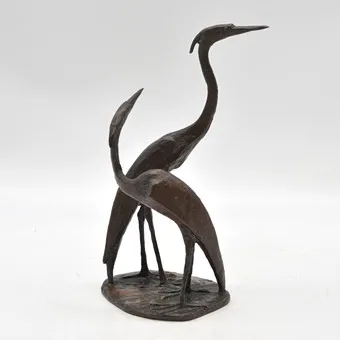 FRITZ MEHLIS (1913-1982). ZWEI REIHER, SKULPTUR, BRONZE (DUNKEL PATINIERT), DEUTSCHLAND, UM 1960.