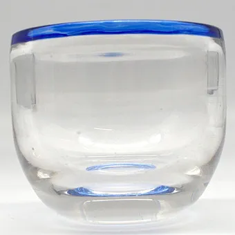 Designer glass vase transparent and blue, signed. 20th century.