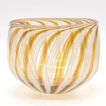 Barovier & Toso. Designová mísa, vířivý dekor, studiové sklo, Mezza Filigrana, Itálie, kolem 1970.