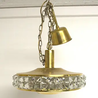 CARL FAGERLUND. VITRICA, DECKENLAMPE, MESSING, KRISTALLGLAS, VINTAGE, 1960ER JAHRE.