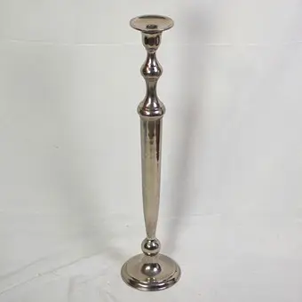 DUŻY ŚWIECZNIK, METAL, POSREBRZANY, OK. 1950, WYSOKOŚĆ: OK. 71,5 CM.