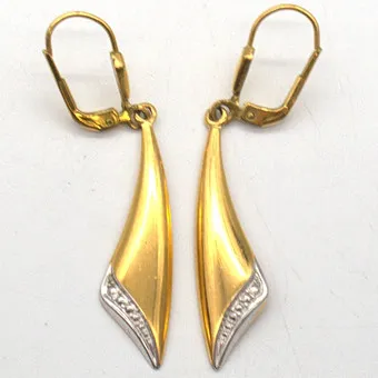 BOUCLES D'OREILLES DESIGNER OR DOUBLE BICOLORE 20e siècle.