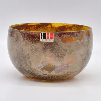 HENRIQUES, SCHALE, GLAS, FUSINGDEKOR, HANDGEMACHT, DÄNEMARK, SPÄTES 20. JAHRHUNDERT.