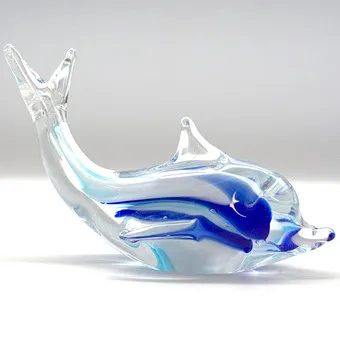 MURANO-GLASSKULPTUR, DELFIN, STUDIO GLAS, SOMMERSO, ITALIEN, UM 1960.