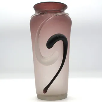 Essie Zareh. Studio glass vase, mouth-blown by Essie Zareh with applied glass decorations and signature.