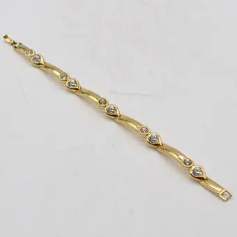 GROSSÉ, BIJOU FANTAISIE VINTAGE, BRACELET À MAILLONS DORÉ AVEC STRASS, VERS 2000.