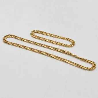 BRACELET ET COLLIER DORÉS EN SET, CHAÎNE PANTHÈRE PLATE, VERS 2000.