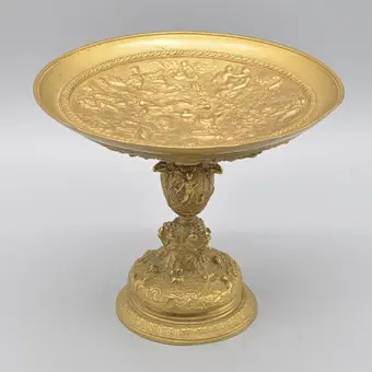 TAZZA, NEPTUNUS, BRONS, VUURVERGULDING, FRANKRIJK, VROEG TOT MIDDEN 19E EEUW, NAAR BENVENUTO CELLINI UIT DE 16E EEUW.
