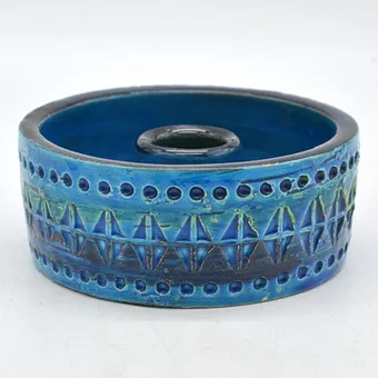 АЛЬДО ЛОНДИ. ПОДСВЕЧНИК-ЧАША, RIMINI BLUE, ДЛЯ BITOSSI, ДИЗАЙНЕРСКАЯ КЕРАМИКА, 1960-Е ГОДЫ.