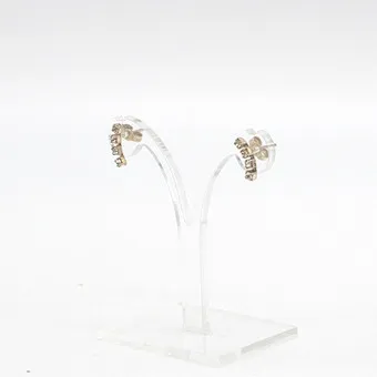 JENS AAGAARD. BOUCLES D'OREILLES DESIGNER, ARGENT 830 AVEC ZIRCONIA, FORME COURBÉE, VINTAGE.