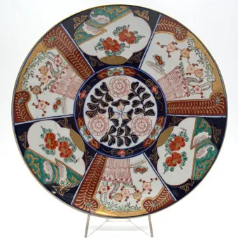 Japanese hand-painted porcelain plate in Imari style, circa 1900.