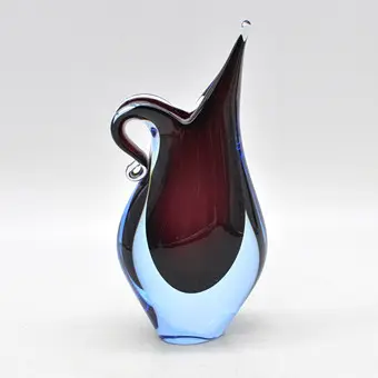 FLAVIO POLI. MURANO DESIGNVAAS, STUDIOGLAS, SOMMERSO, ITALIË, OMSTREEKS 1950.