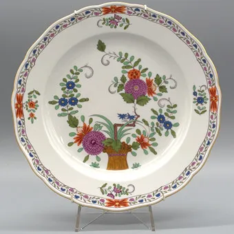 Meissen bord "Buntes Garbenmuster", bloemschildering, 1e keus, ca. 25 cm.