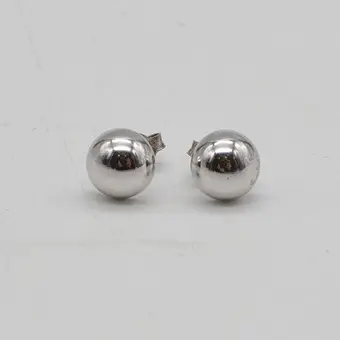 UNE PAIRE DE CLOUS D'OREILLE BOULE, ARGENT STERLING RHODIÉ, BOUCLES D'OREILLES VINTAGE.