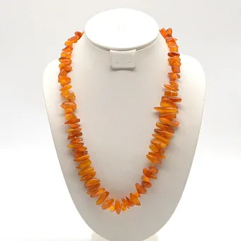 Amber necklace, endless, polished beads, individually knotted, 20th century.