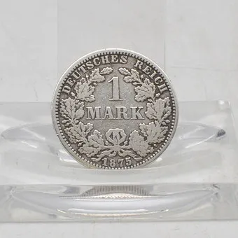 German Empire, 1 mark coin, large eagle, from 1875 - A, antique circulation coin made of silver.