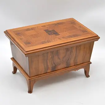 Biedermeier casket, wood, marquetry work, with insert compartment, Germany, 19th century.