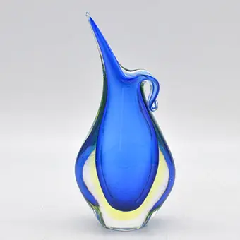 FLAVIO POLI. VASE DESIGN MURANO, VERRE D'ART, SOMMERSO, ITALIE, VERS 1950.