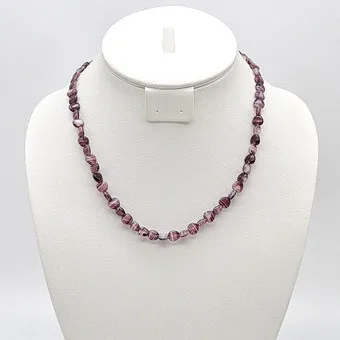 MURANO GLAS COLLIER "LILA HERZEN", VINTAGE, CA. 46CM.