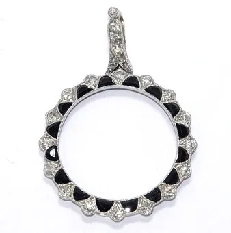 Přívěsek zlato 750 antický diamanty starý brus onyx