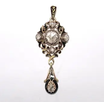 Přívěsek 585 zlato diamant starý brus.