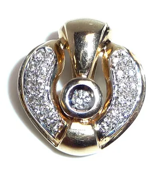 Anhänger HERZ 585 Gold 0.40ct Brillanten Clip Verschluss 7,2 g.