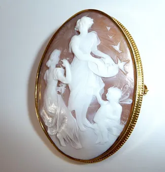 Broche pendentif ANTIK camée intaille en or 585 rose 16g
