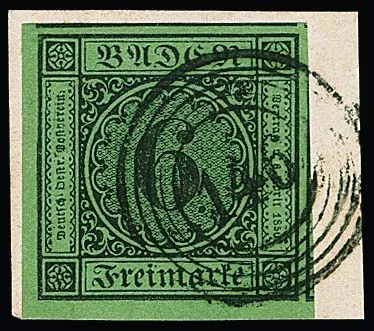 6 Kr. zwart/groen, kleine linkeronderhoek van vel met enorme rand op luxe briefstuk met NS "146", gesigneerd Köhler, alle bijmerken