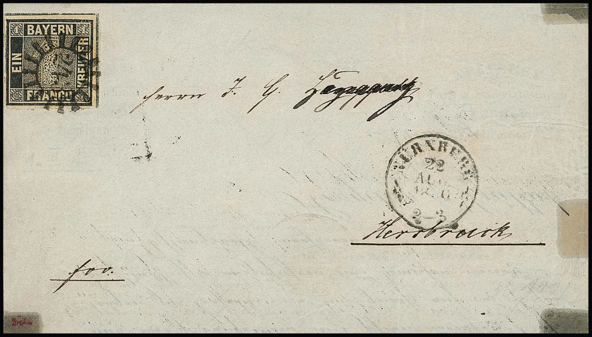 1 Kr. black, Plate II, still full to wide-margined superb item (left margin typically somewhat "bayernbrüchig" for Plate II) on printed matter…