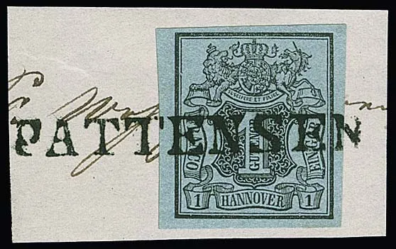1 Ggr. black/grey-blue on luxury letter piece with full black L1 "Pattensen"