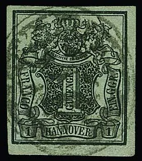 1 Ggr. noir/vert-gris, pièce de cabinet avec cachet de cire noir centré de Bunde, signé Brettl