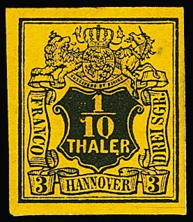 1/10 Th. schw./gelb, Plattenfehler "1 mit Häkchen" breitrandig ungestempelt auf nicht entwertetem Briefstück, selbst in dieser ungestempelten Erhaltung eine…