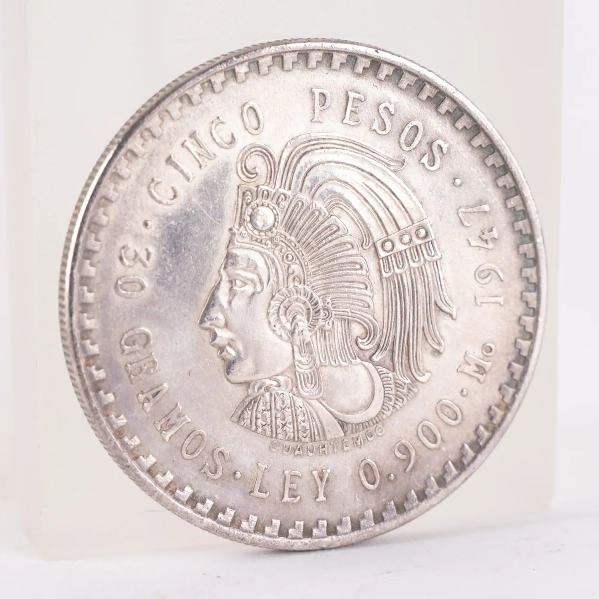 (M) 5 Pesos Mexico 1947 - 30g, 900er Silber - geriffelter Rand, Durchmesser ca. 40mm.
