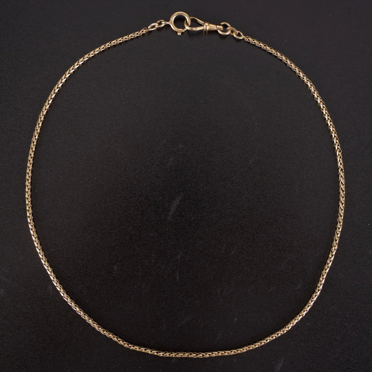 Horlogeketting / schakelhorlogeketting, 14k geelgoud, lengte ca. 44,5 cm, ca. 12,5g, zeer mooie gedragen staat.