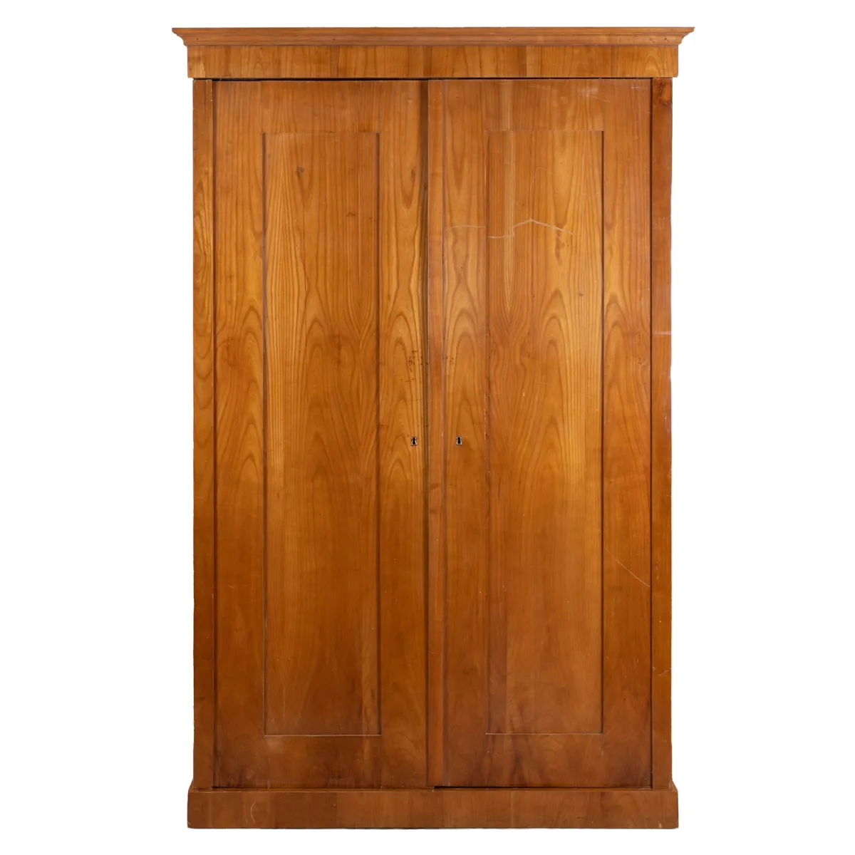 Classically elegant two-door wardrobe, Biedermeier, Danube Monarchy circa 1830/50, fully dismantlable cherrywood