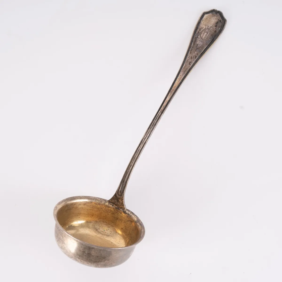 Large heavy soup ladle, solid 800 silver, length approx. 35 cm, approx. 234g