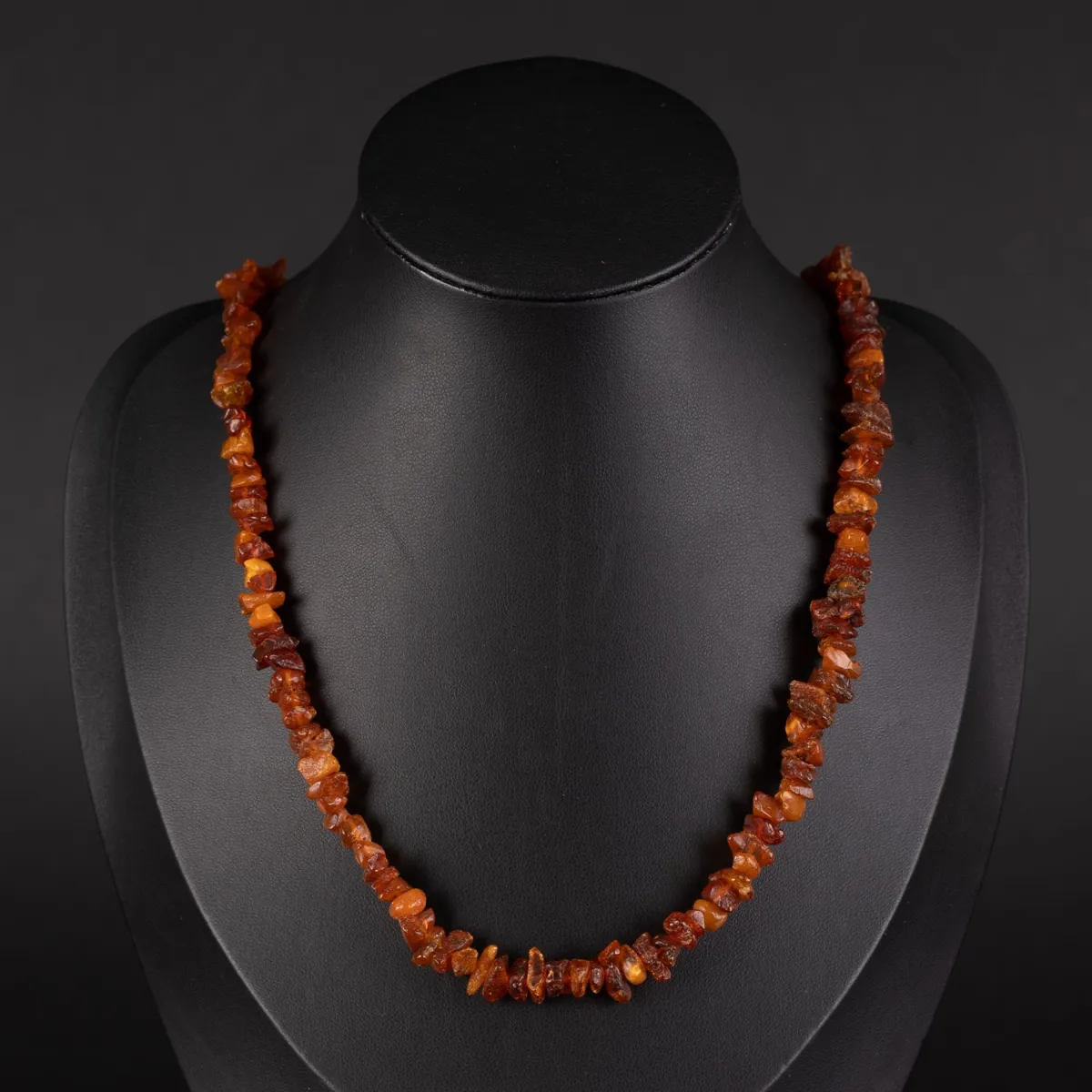Long amber chain with ball magnetic clasp (925 silver gold-plated)