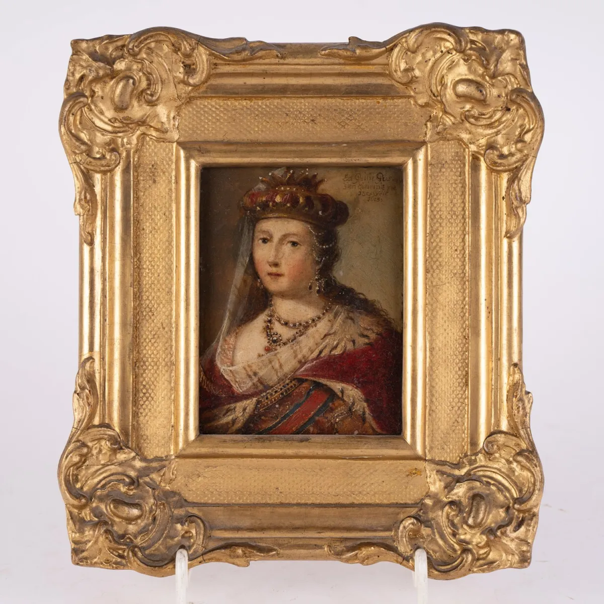 La Reine Russien... - klein formaat schilderij, olieverf op tegel, eind 19e eeuw, gedetailleerde weergave, rechtsboven…
