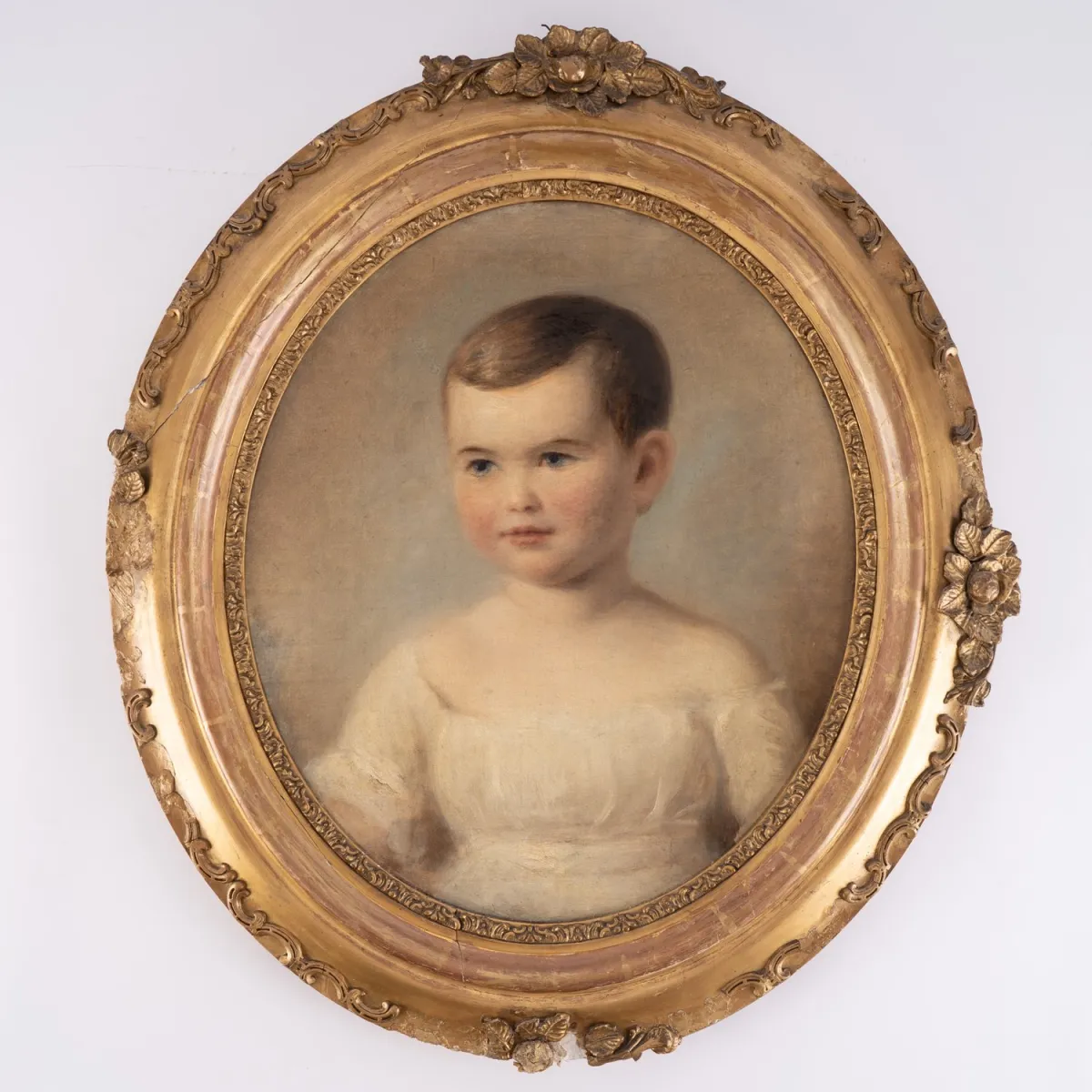 Ovales Kinderporträt, Öl auf Leinwand, aus dem Nachlass derer von Joeden - Koniecpolski ; Bildmaß ca. 51 x 43 cm, Rahmen…