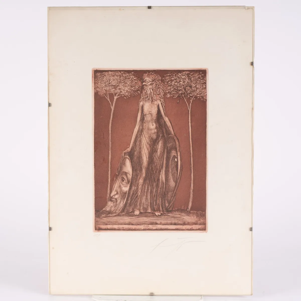 FLORA OKKULI - color etching by Ernst Fuchs (1930 - 2015) framed behind glass, Ex No. 7191 from an edition of 10,000…