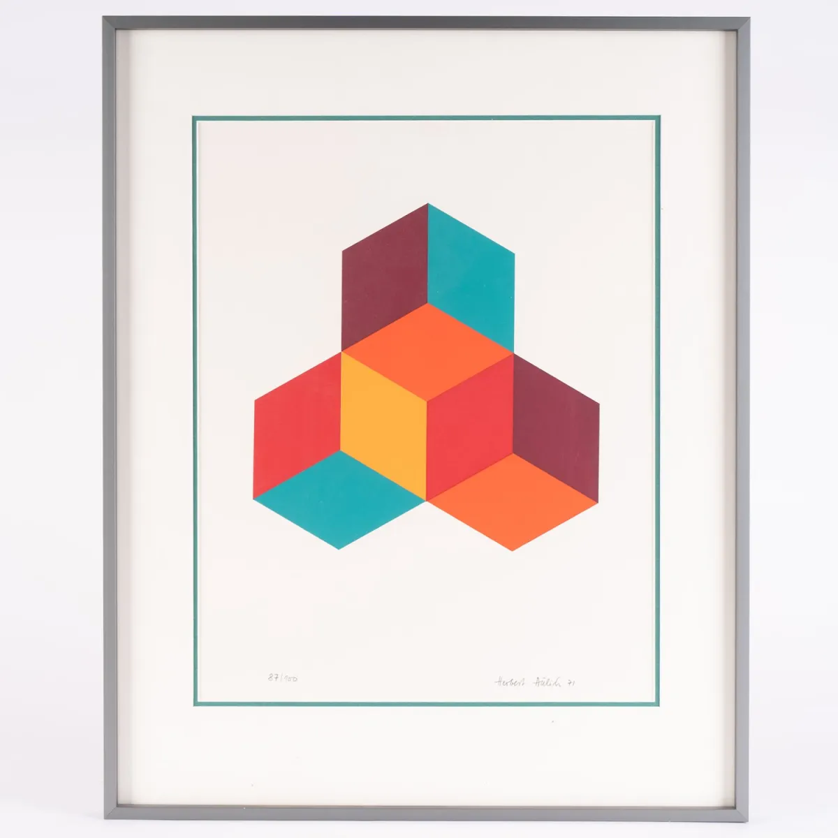 ohne Titel , geometrische konstruktive Farbkomposition des Malers und Grafikers Herbert Aulich (Wüstendorf bei Breslau 1…