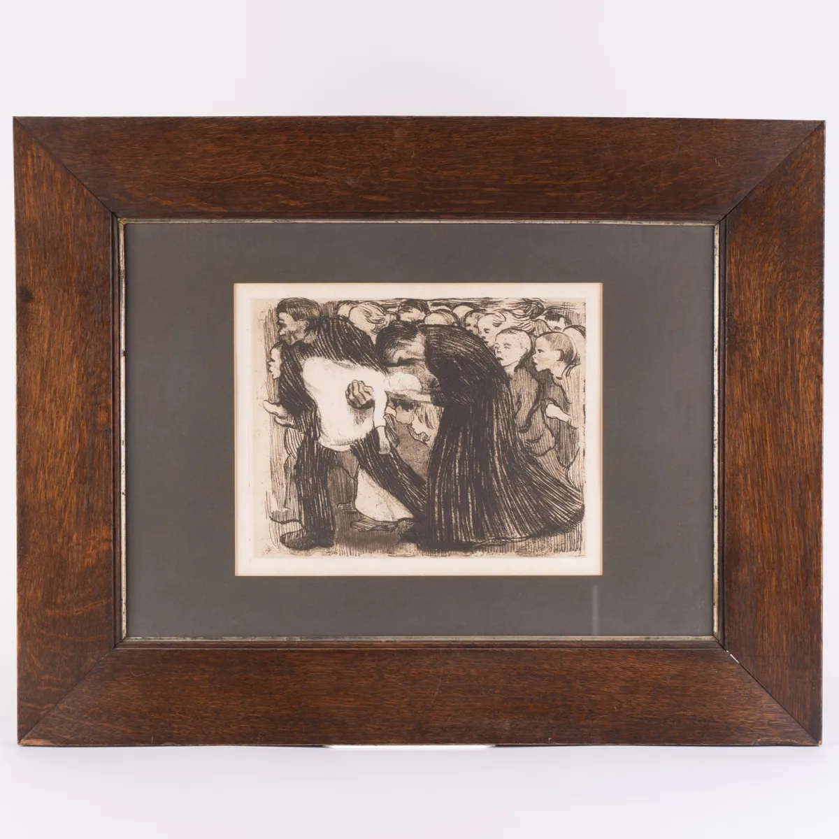 Ueberfahren (1910) - Vernis-moû etching by Käthe Kollwitz (1867-1945), framed under glass, unsigned
