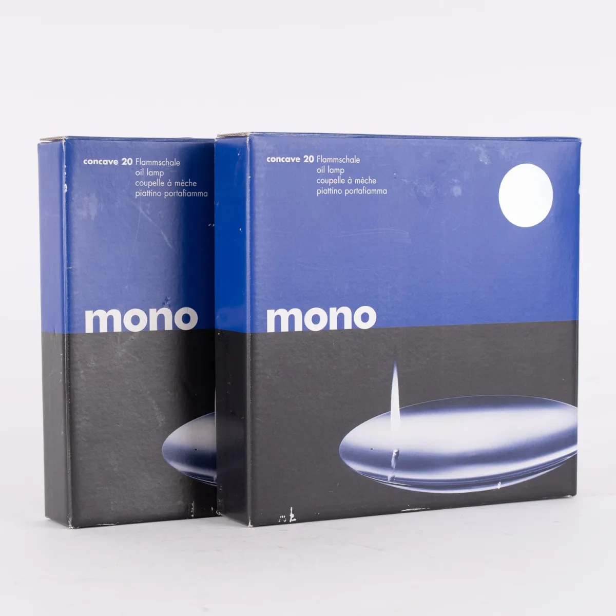 2x mono - Concave 20 Flammschale, designed by Franz Maurer, gebraucht, ungeprüft.