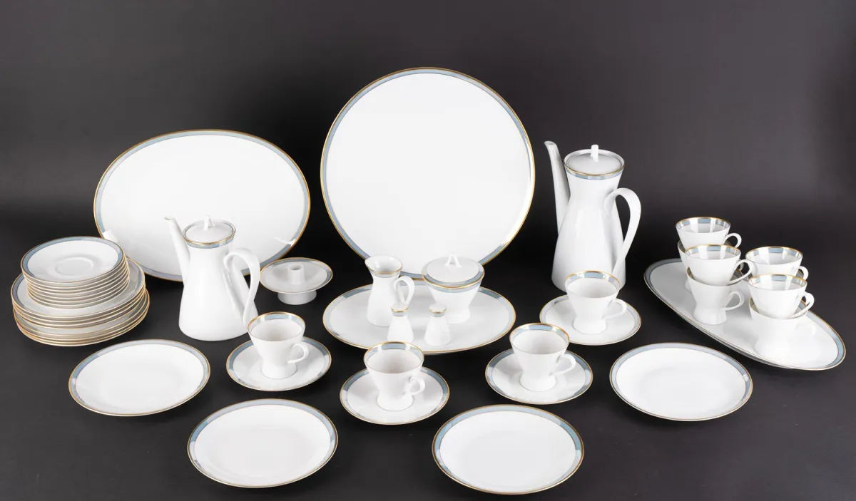 Чайно-кофейный сервиз на 12 персон, 47 предметов, Rosenthal, мид-сенчури, 1950-е / 60-е годы, состоит из чайника,...