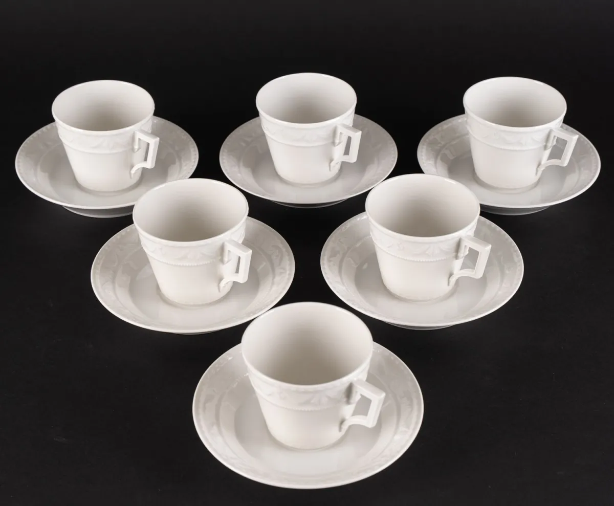 12-piece set of 6 two-piece coffee cups for 6 people, cup height approx. 7.3 cm, saucer diameter approx. 14 cm