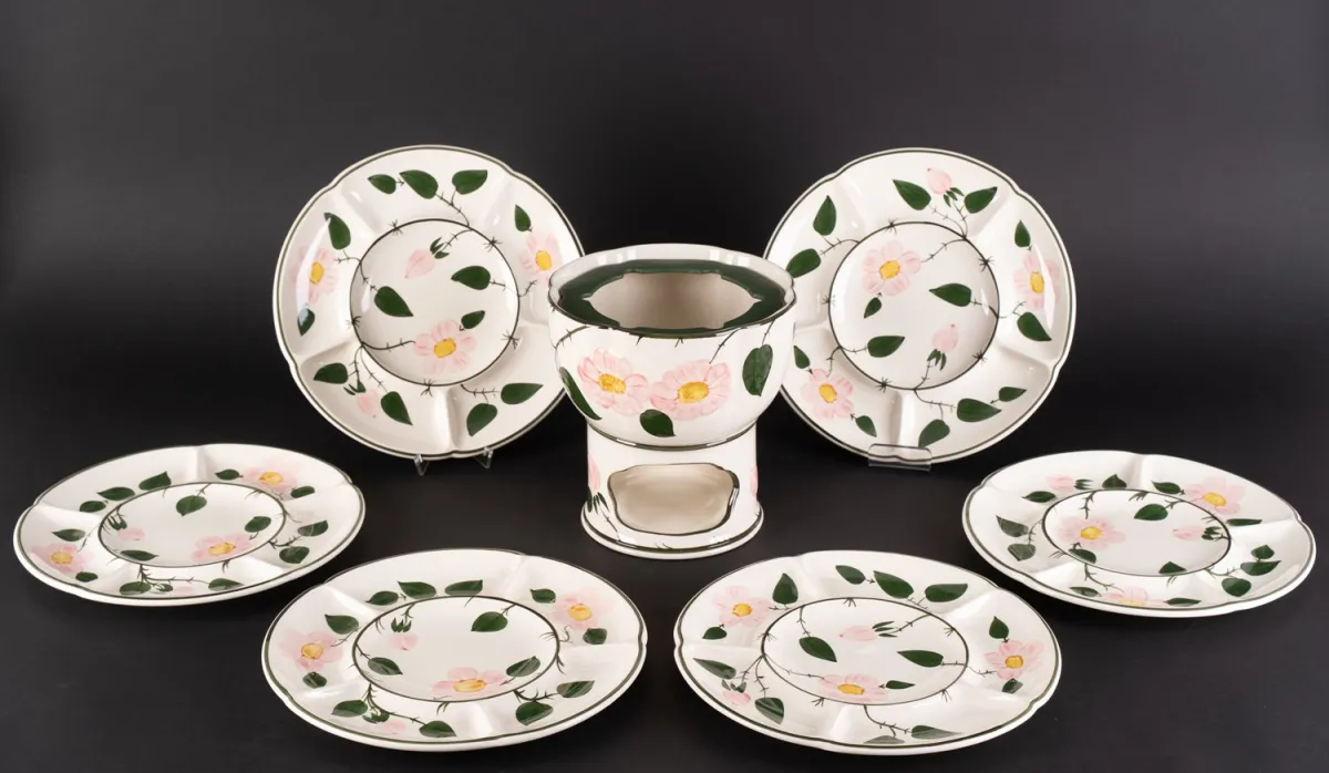 Set à fondue 7 pièces, Villeroy und Bach Wildblume, bel état, peu utilisé, poêlon avec insert d'origine