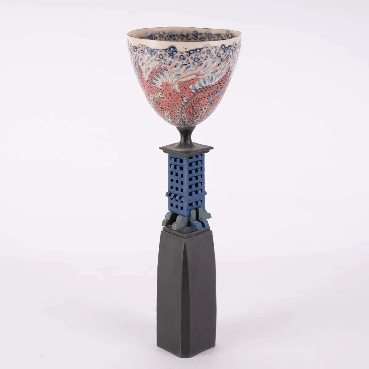Large drinking goblet, unique piece, possibly work by Edle von Frantzius, ambiguous scratched signature on base. Late 20th